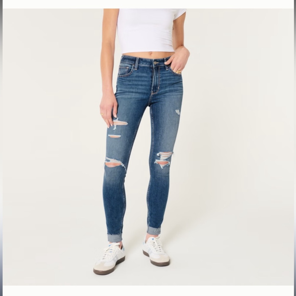 Hollister Women's or Teen Distressed High Rise Super Skinny Jean Sz 3 L